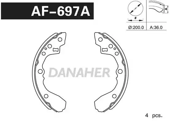 AF697A DANAHER Комлект тормозных накладок (фото 1)