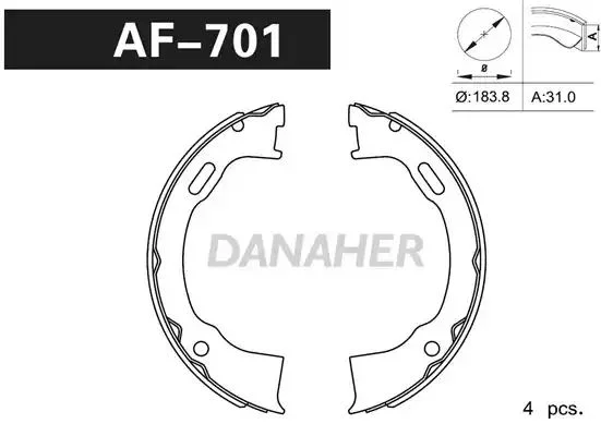 AF701 DANAHER Комлект тормозных накладок (фото 1)