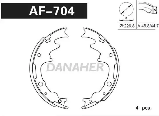 AF704 DANAHER Комлект тормозных накладок (фото 1)