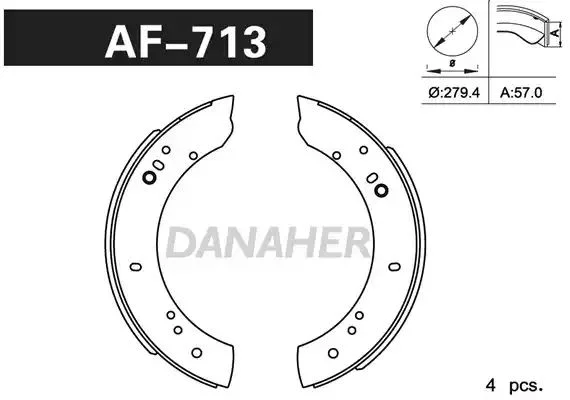 AF713 DANAHER Комлект тормозных накладок (фото 1)