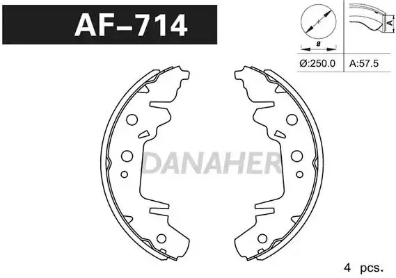 AF714 DANAHER Комлект тормозных накладок (фото 1)