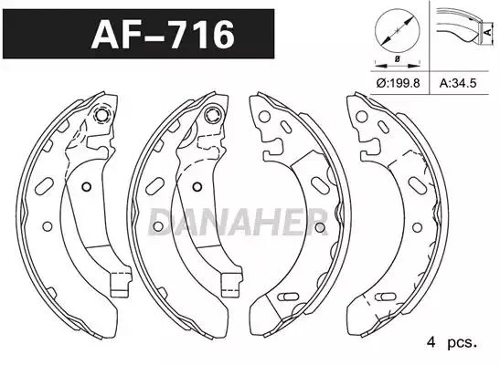 AF716 DANAHER Комлект тормозных накладок (фото 1)