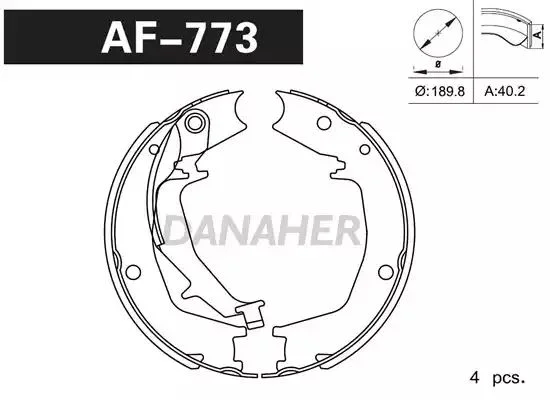 AF773 DANAHER Комлект тормозных накладок (фото 1)