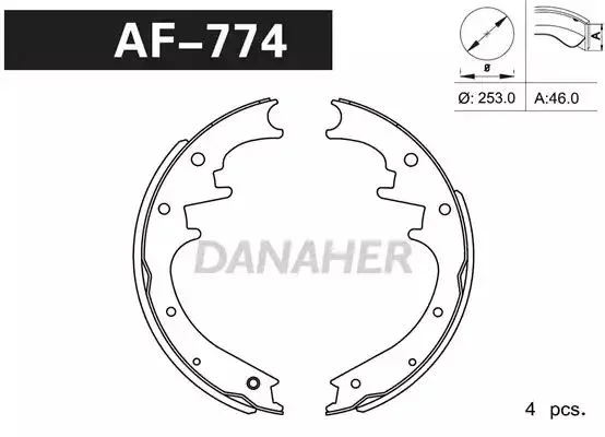 AF774 DANAHER Комлект тормозных накладок (фото 1)