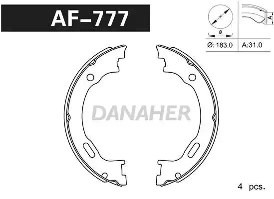 AF777 DANAHER Комлект тормозных накладок (фото 1)