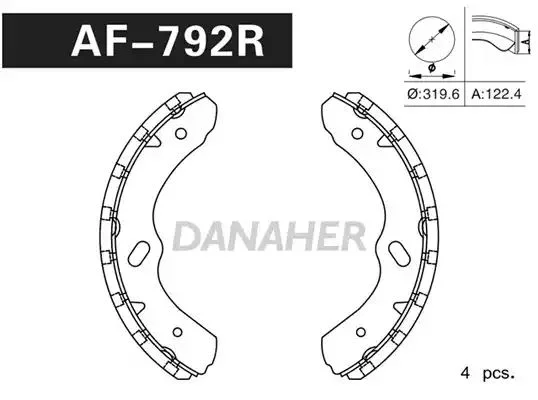 AF792R DANAHER Комлект тормозных накладок (фото 1)