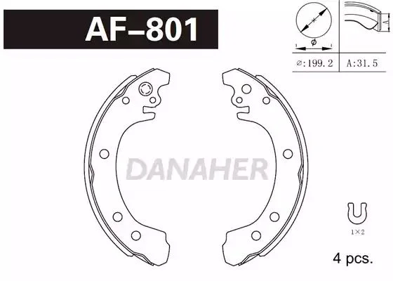 AF801 DANAHER Комлект тормозных накладок (фото 1)