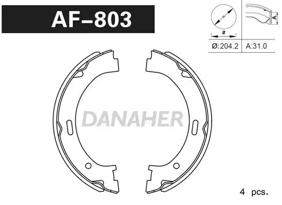 AF803 DANAHER Комлект тормозных накладок (фото 1)