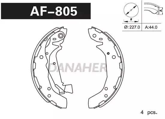 AF805 DANAHER Комлект тормозных накладок (фото 1)