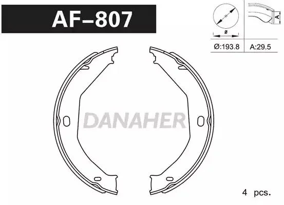 AF807 DANAHER Комлект тормозных накладок (фото 1)