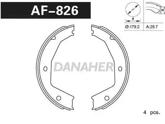 AF826 DANAHER Комлект тормозных накладок (фото 1)
