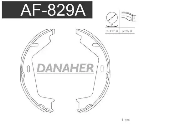 AF829A DANAHER Комлект тормозных накладок (фото 1)