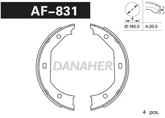 AF831 DANAHER Комлект тормозных накладок (фото 1)