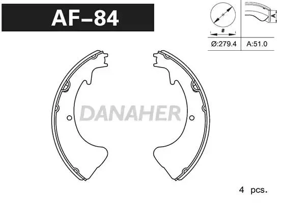 AF84 DANAHER Комлект тормозных накладок (фото 1)