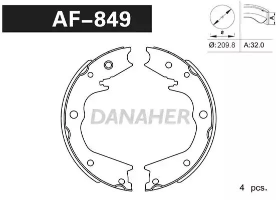 AF849 DANAHER Комлект тормозных накладок (фото 1)