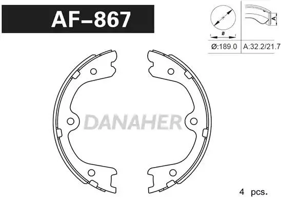 AF867 DANAHER Комлект тормозных накладок (фото 1)