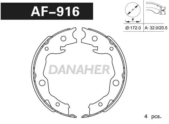 AF916 DANAHER Комлект тормозных накладок (фото 1)