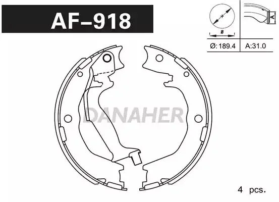 AF918 DANAHER Комлект тормозных накладок (фото 1)