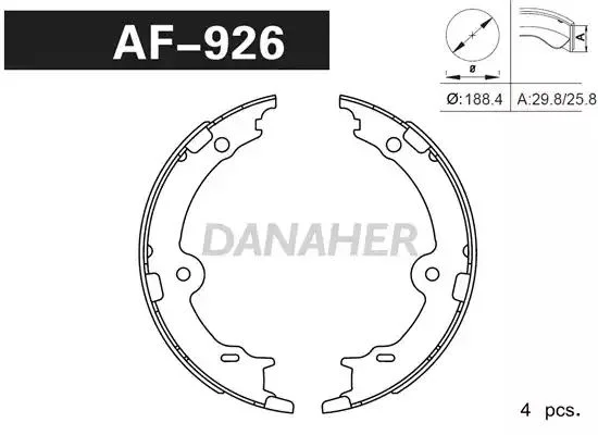 AF926 DANAHER Комлект тормозных накладок (фото 1)