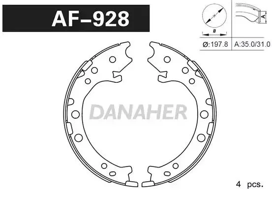 AF928 DANAHER Комлект тормозных накладок (фото 1)