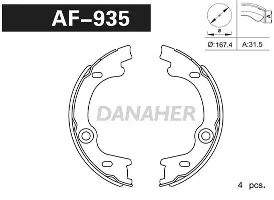 AF935 DANAHER Комлект тормозных накладок (фото 1)