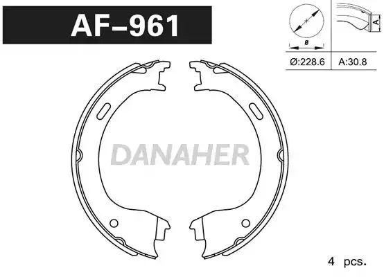 AF961 DANAHER Комлект тормозных накладок (фото 1)