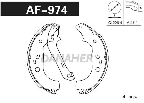 AF974 DANAHER Комлект тормозных накладок (фото 1)