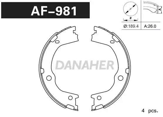 AF981 DANAHER Комлект тормозных накладок (фото 1)