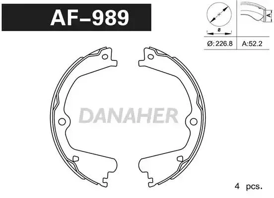 AF989 DANAHER Комлект тормозных накладок (фото 1)