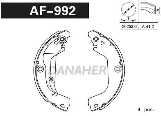 AF992 DANAHER Комлект тормозных накладок (фото 1)