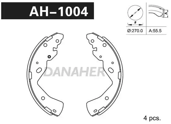 AH1004 DANAHER Комлект тормозных накладок (фото 1)