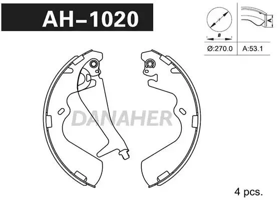 AH1020 DANAHER Комлект тормозных накладок (фото 1)