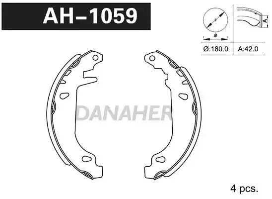 AH1059 DANAHER Комлект тормозных накладок (фото 1)