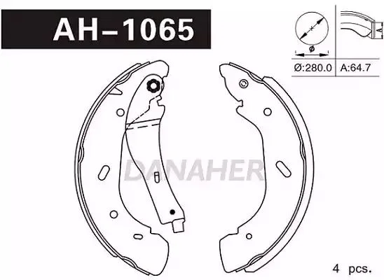 AH1065 DANAHER Комлект тормозных накладок (фото 1)