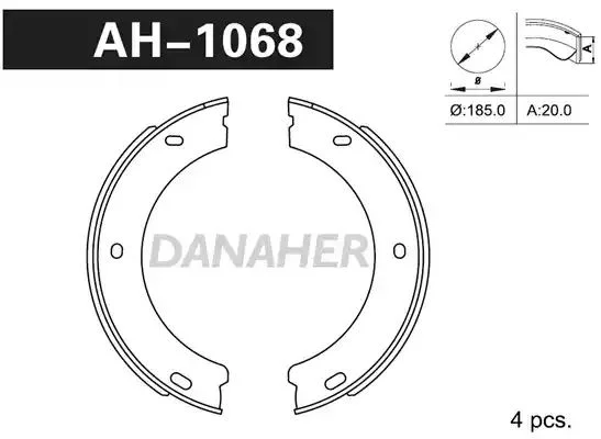 AH1068 DANAHER Комлект тормозных накладок (фото 1)
