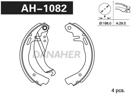 AH1082 DANAHER Комлект тормозных накладок (фото 1)