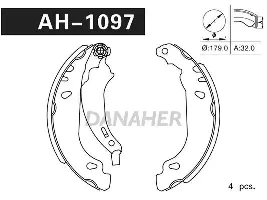 AH1097 DANAHER Комлект тормозных накладок (фото 1)