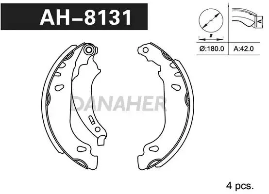 AH8131 DANAHER Комлект тормозных накладок (фото 1)