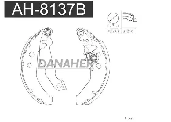 AH8137B DANAHER Комлект тормозных накладок (фото 1)