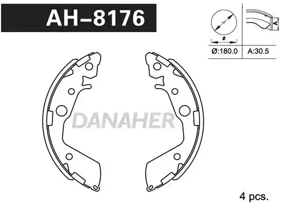 AH8176 DANAHER Комлект тормозных накладок (фото 1)