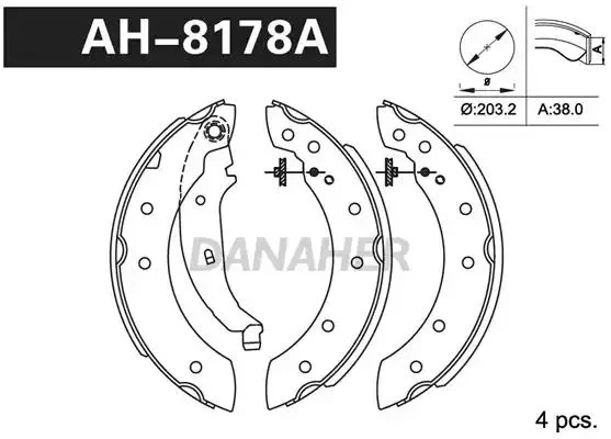 AH8178A DANAHER Комлект тормозных накладок (фото 1)