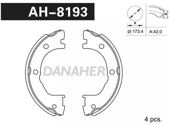 AH8193 DANAHER Комлект тормозных накладок (фото 1)