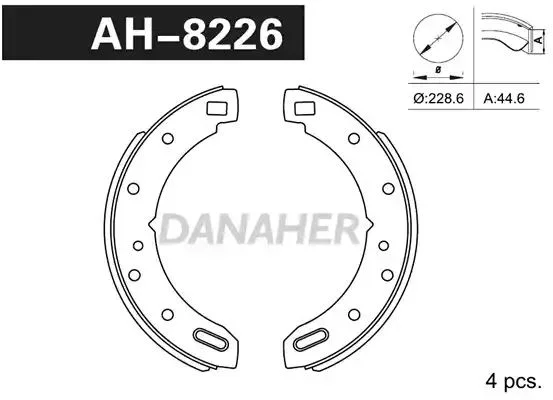 AH8226 DANAHER Комлект тормозных накладок (фото 1)