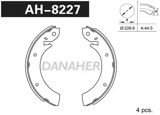 AH8227 DANAHER Комлект тормозных накладок (фото 1)