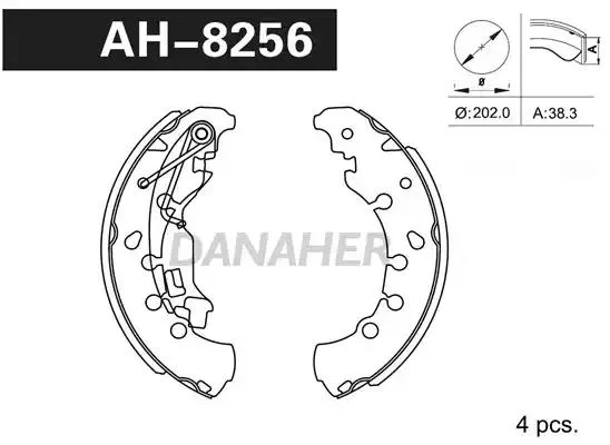 AH8256 DANAHER Комлект тормозных накладок (фото 1)