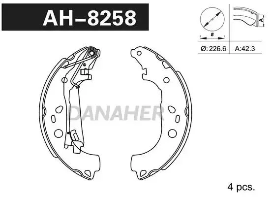 AH8258 DANAHER Комлект тормозных накладок (фото 1)