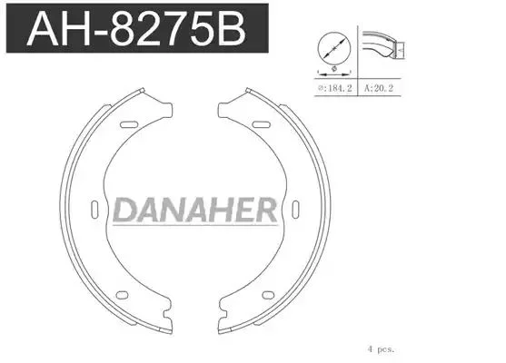 AH8275B DANAHER Комлект тормозных накладок (фото 1)