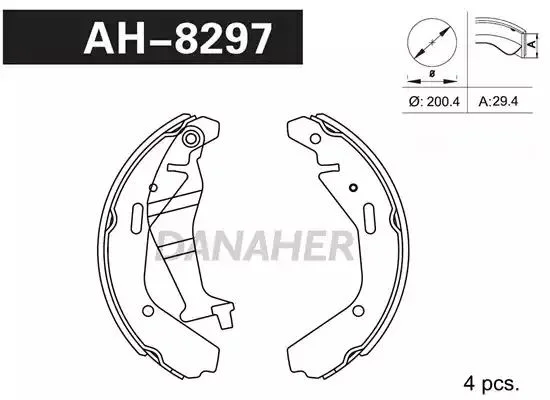 AH8297 DANAHER Комлект тормозных накладок (фото 1)