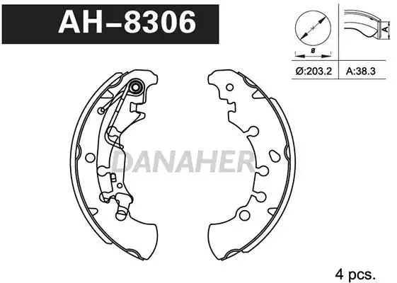 AH8306 DANAHER Комлект тормозных накладок (фото 1)