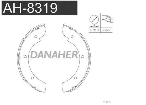 AH8319 DANAHER Комлект тормозных накладок (фото 1)